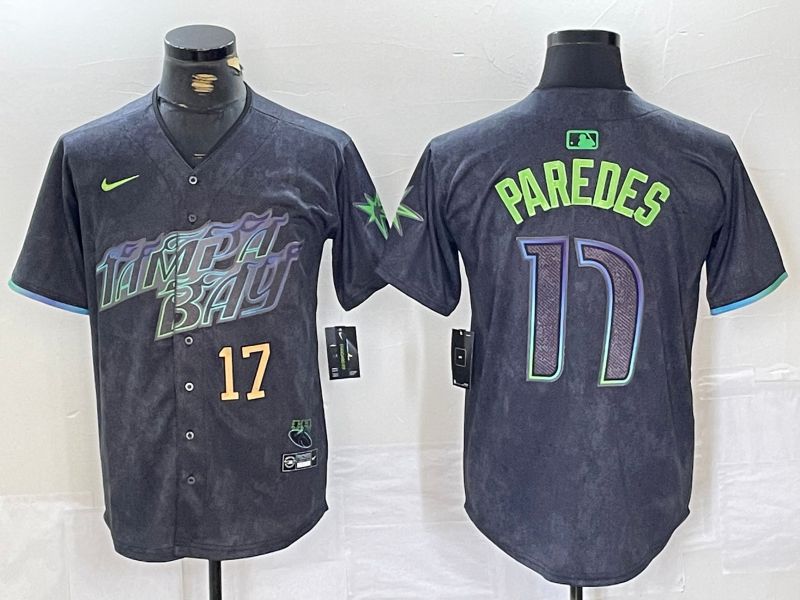 Men Tampa Bay Rays #17 Paredes Black City Edition Nike 2024 MLB Jersey style 2